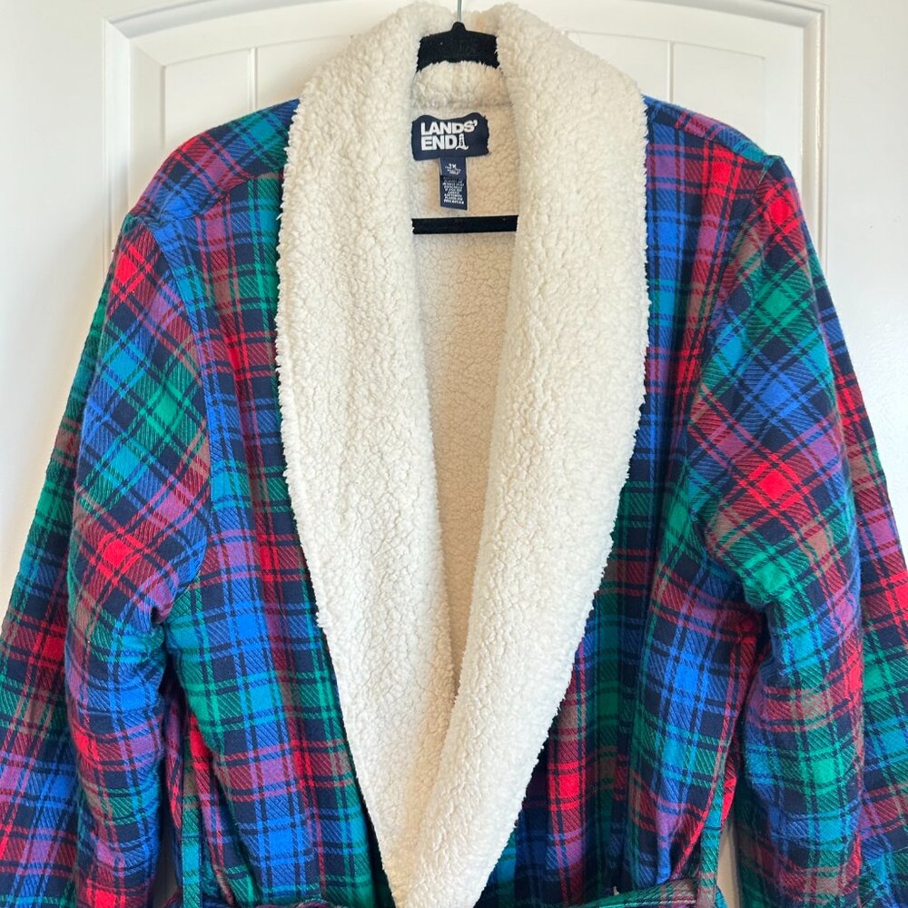 LANDS END plus size fleece lined super warm cozy full length robe women 1X